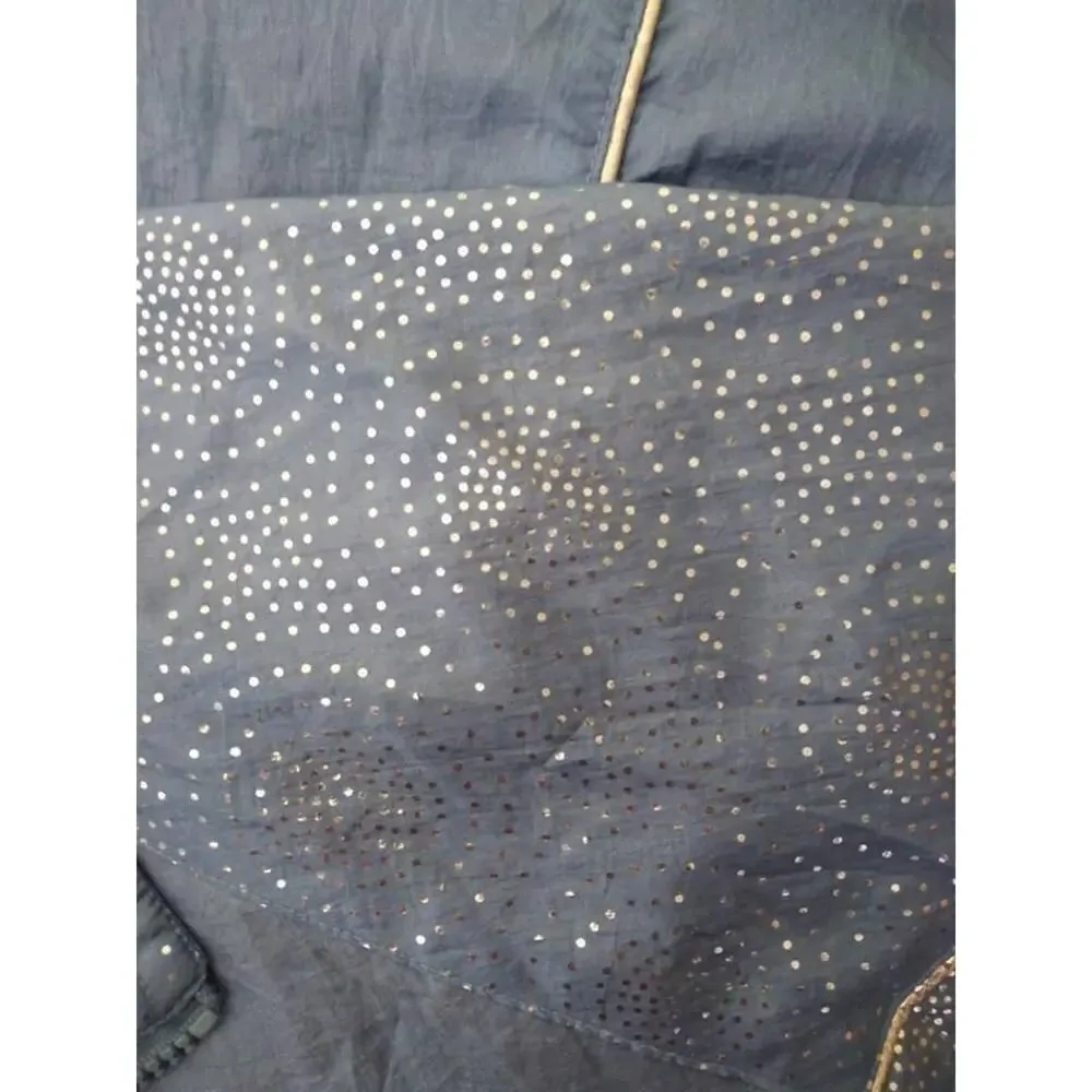 Vintage Active Club Blue Silver Circle Print Grandma Core Windbreaker Sz Large
